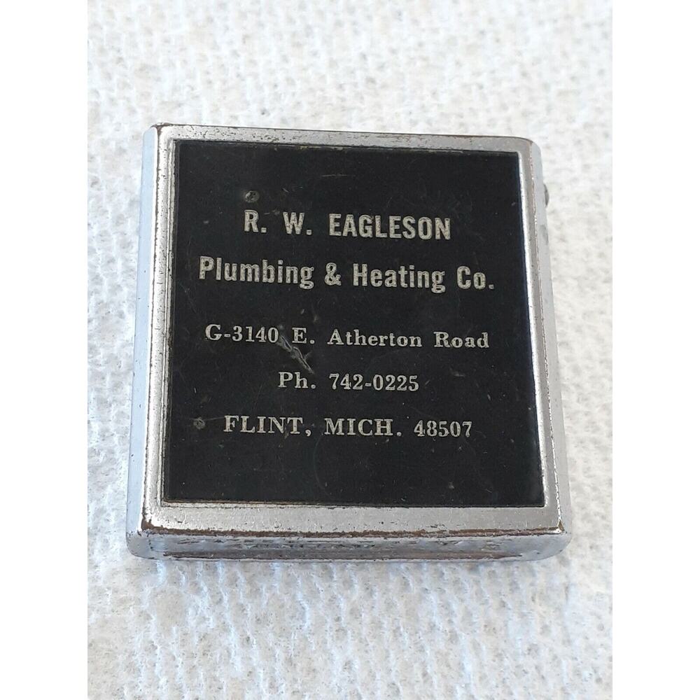 Antique Plumbing & Heating Vintage Barlow Advertising Pocket Tape Measure